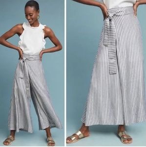 Eva Franco Anthropologie Striped Palazzo Pants Tie Front Size 10p